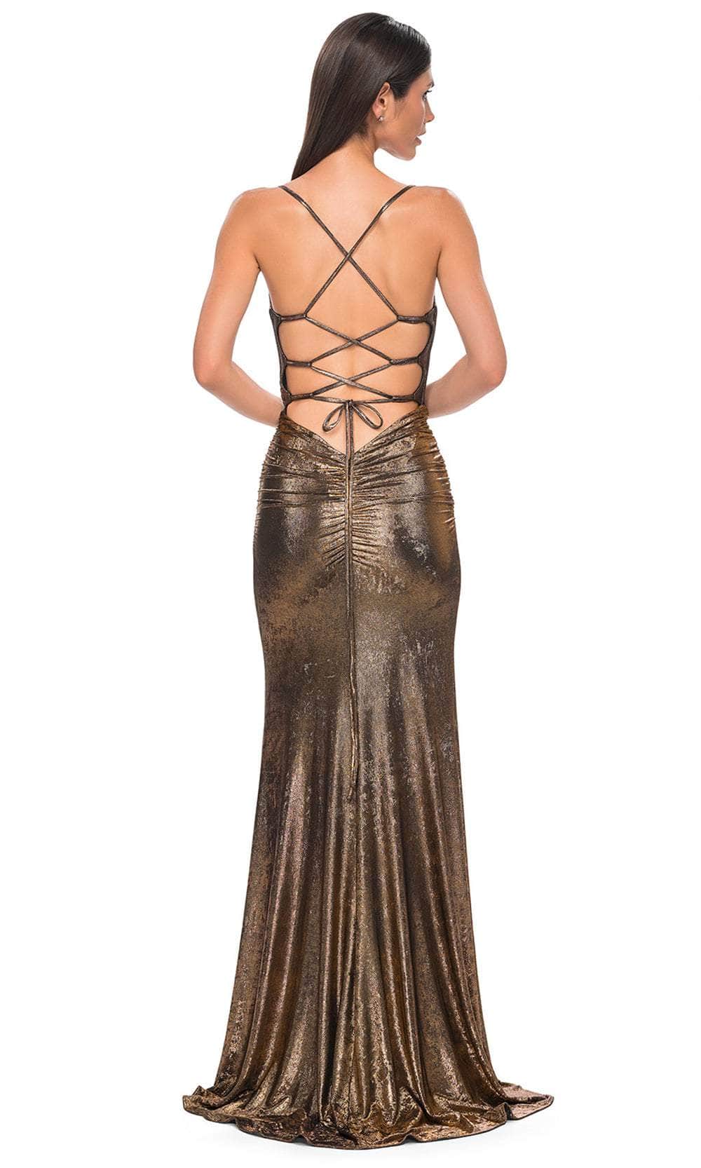 La Femme 32945 - Ruched Details V-Neck Prom Gown - Image 19