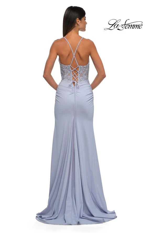 La Femme 33001 - Strappy Back Plunging Neck Prom Gown - Image 11