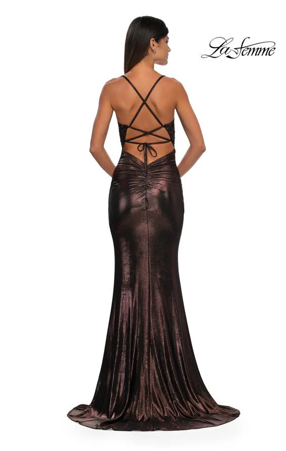 La Femme 33059 - Applique Metallic Jersey Prom Gown - Image 12