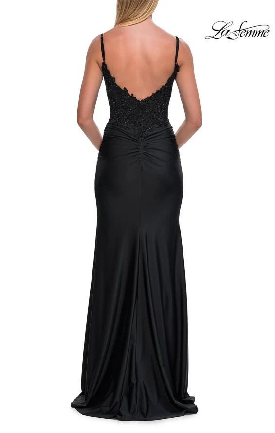 La Femme 33439 - Spaghetti Strap V-Back Embellished Dress - Image 11