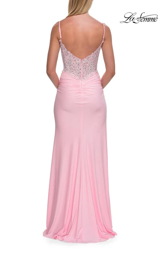 La Femme 33439 - Spaghetti Strap V-Back Embellished Dress - Image 9