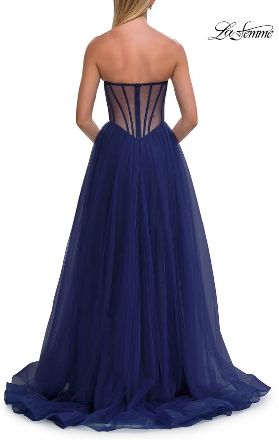 La Femme 33491 - Beaded Lace Layered A-Line Dress - Image 10