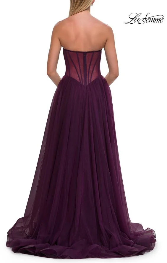 La Femme 33491 - Beaded Lace Layered A-Line Dress - Image 11