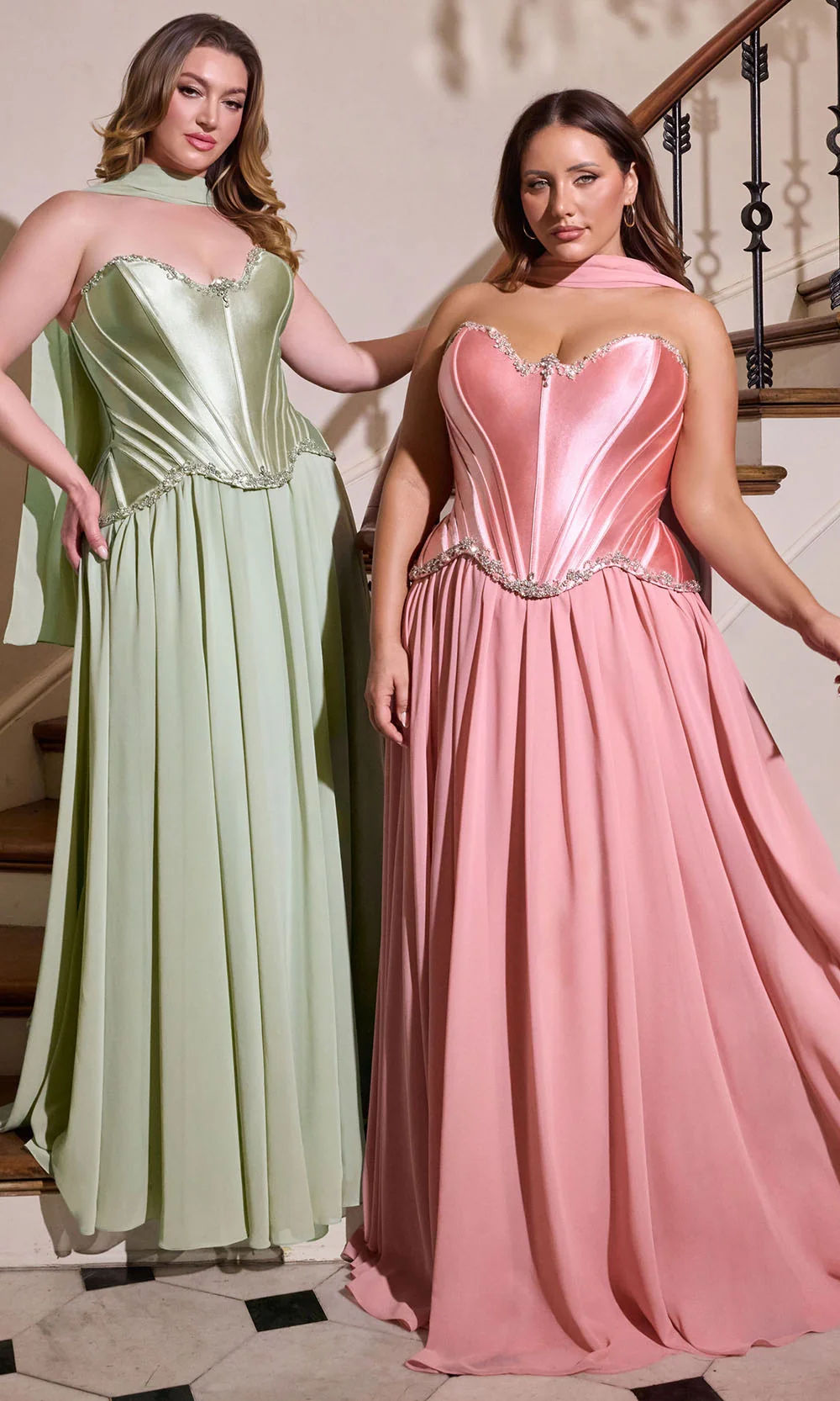 Ladivine CD668C - Embellished Bodice Lace-Up Back Gown - Image 3