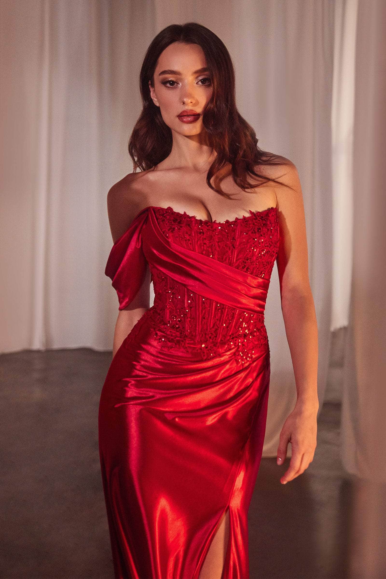 Asymmetric Applique Formal Gown - Image 12