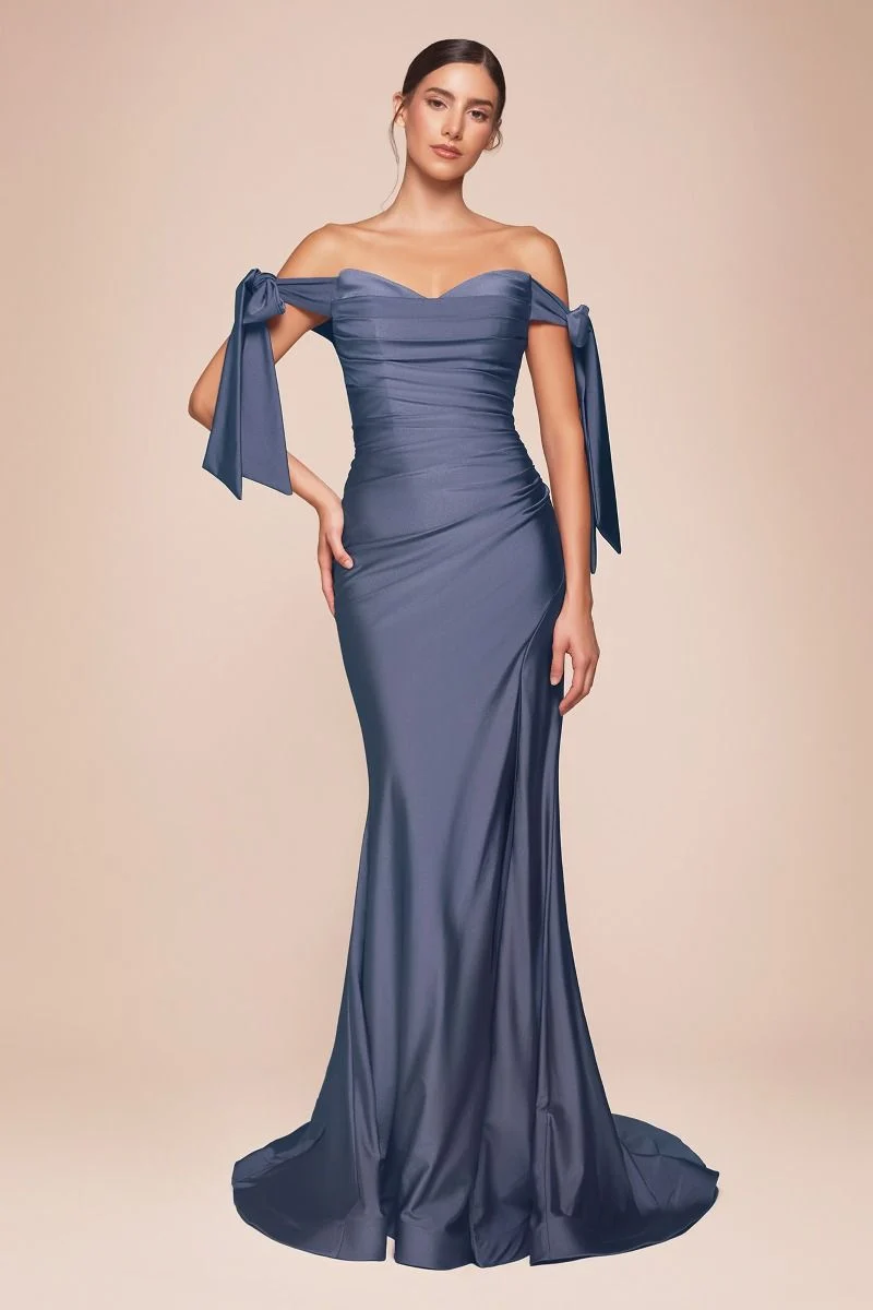 Ladivine CD943 - Luxe Jersey Off-Shoulder Bridesmaid Dress - Image 7