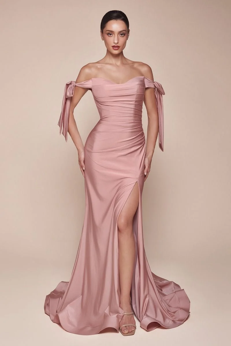 Ladivine CD943C- High Slit Jersey Gown - Image 12