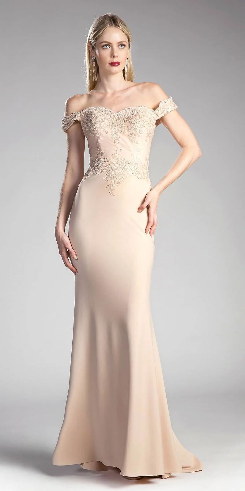 Ladivine CF158 - Off Shoulder Chic Satin Stretch Crepe Bridesmaid Dress - Image 5