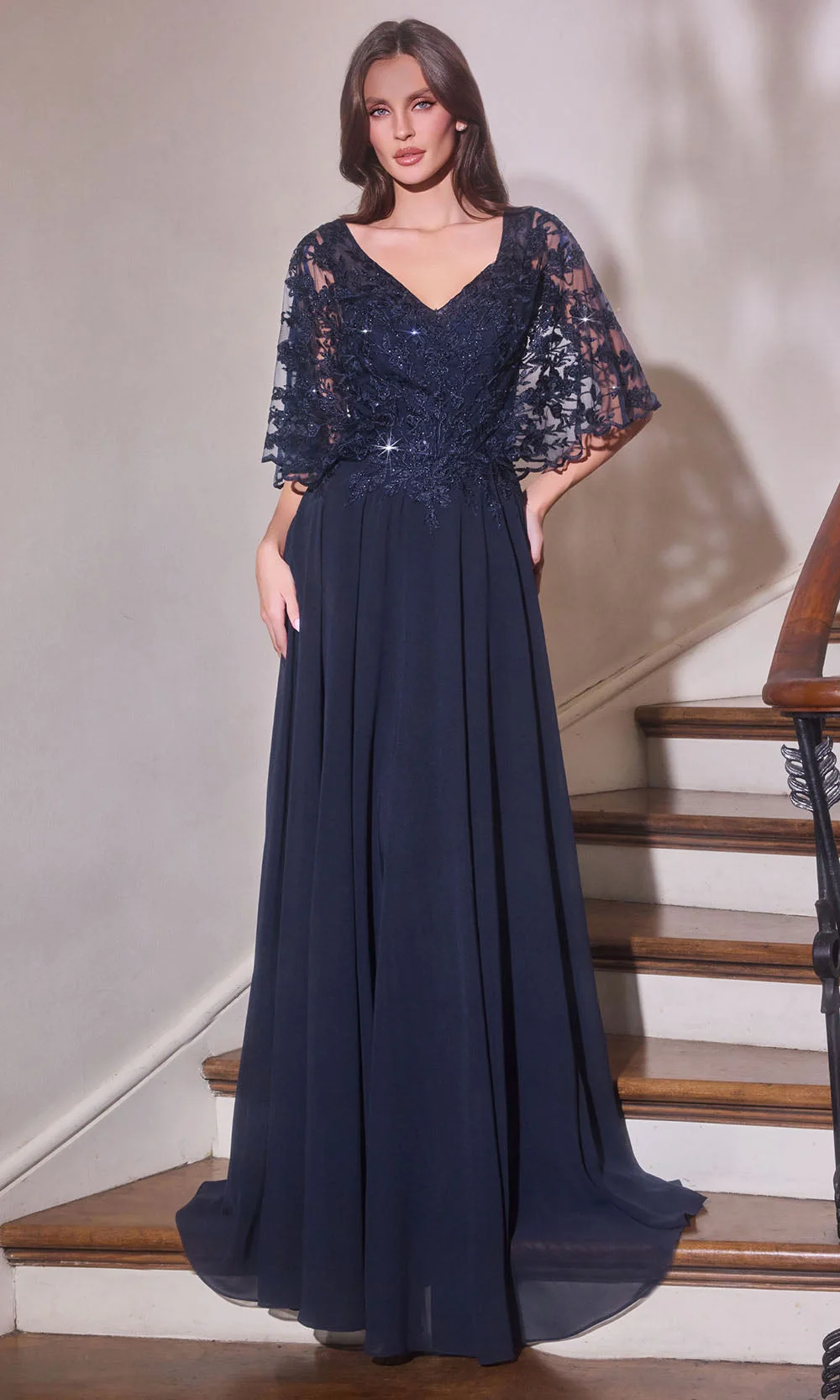 Ladivine CL10 - Lace Bodice Evening Gown with Flowing Skirt - Image 6