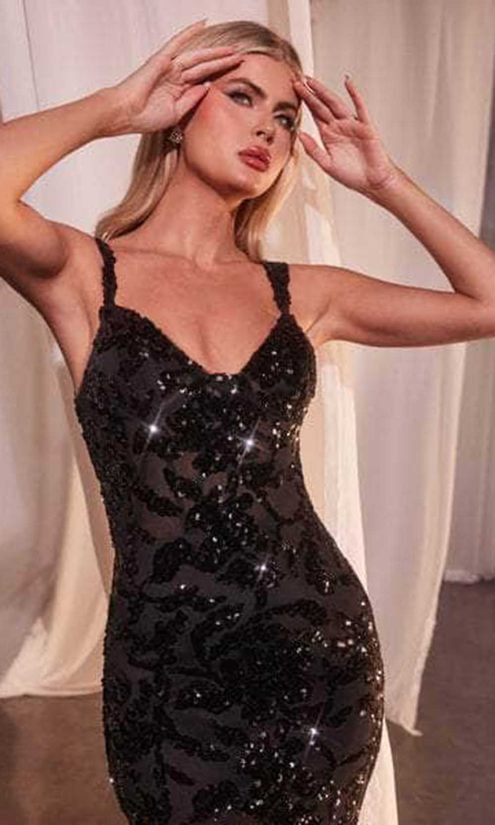 Ladivine CR381- Sequin Velvet Gown - Image 2