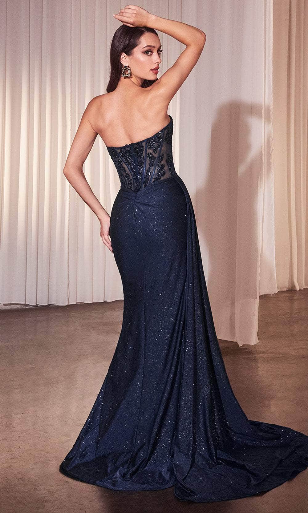 Ladivine J875 - Strapless Side Draped Prom Dress - Image 2