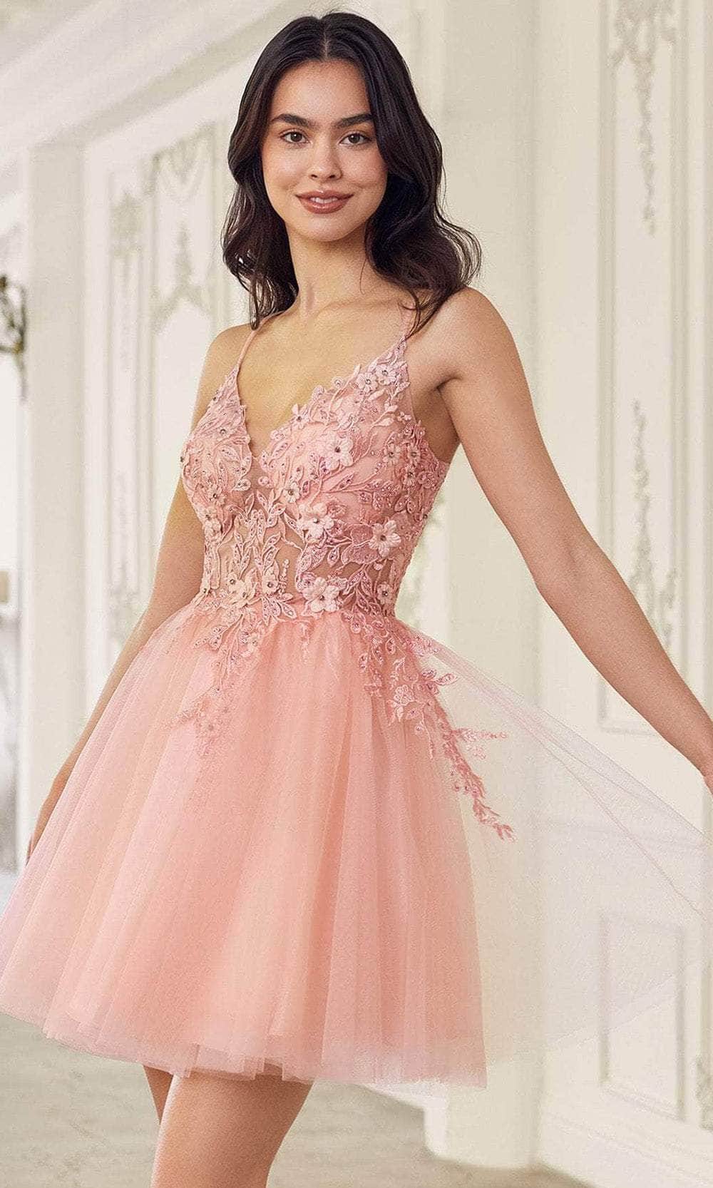 Jeweled Short Tulle Party Dress - Image 6