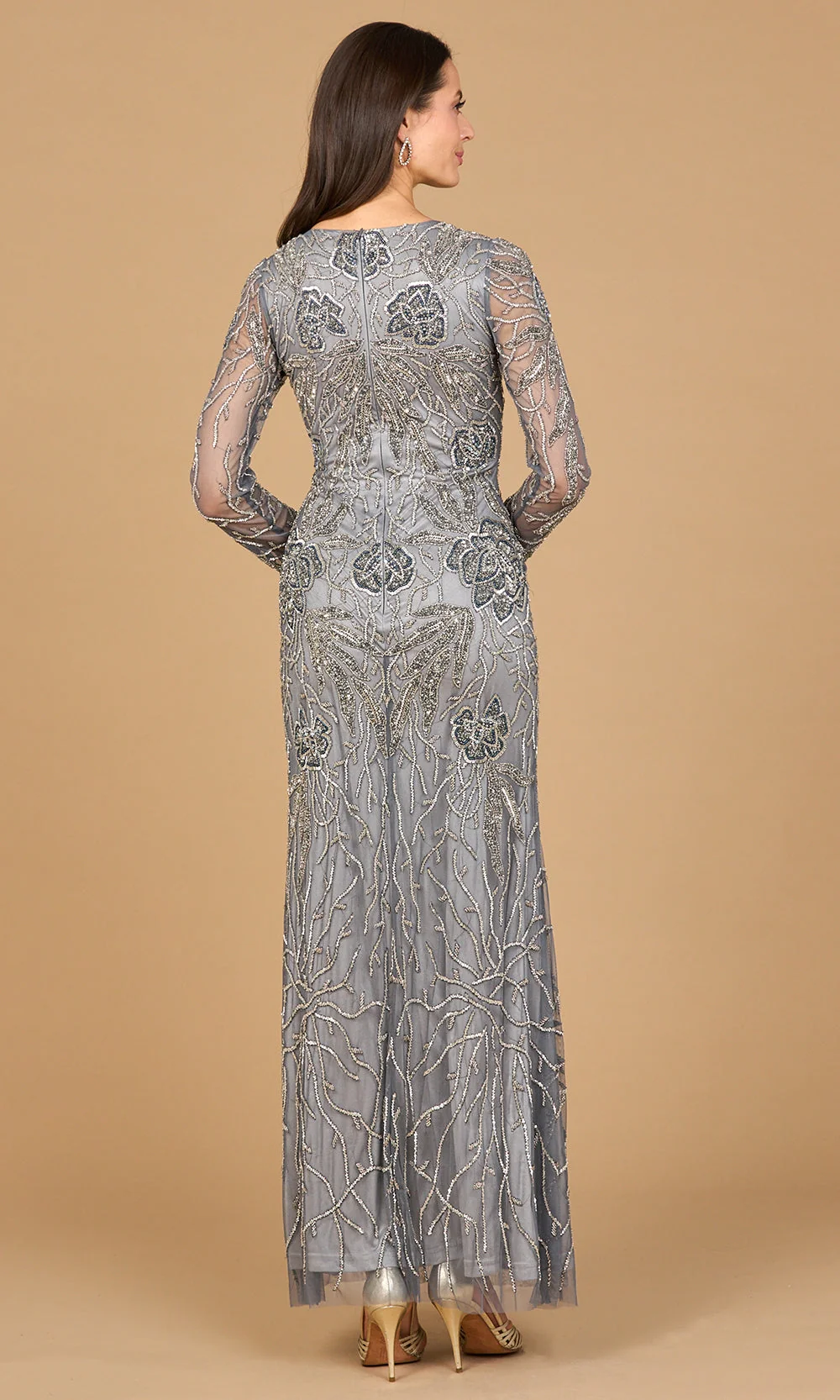 Lara Dresses 28889 - Beaded Jewel Neck Full Length Gown - Image 2