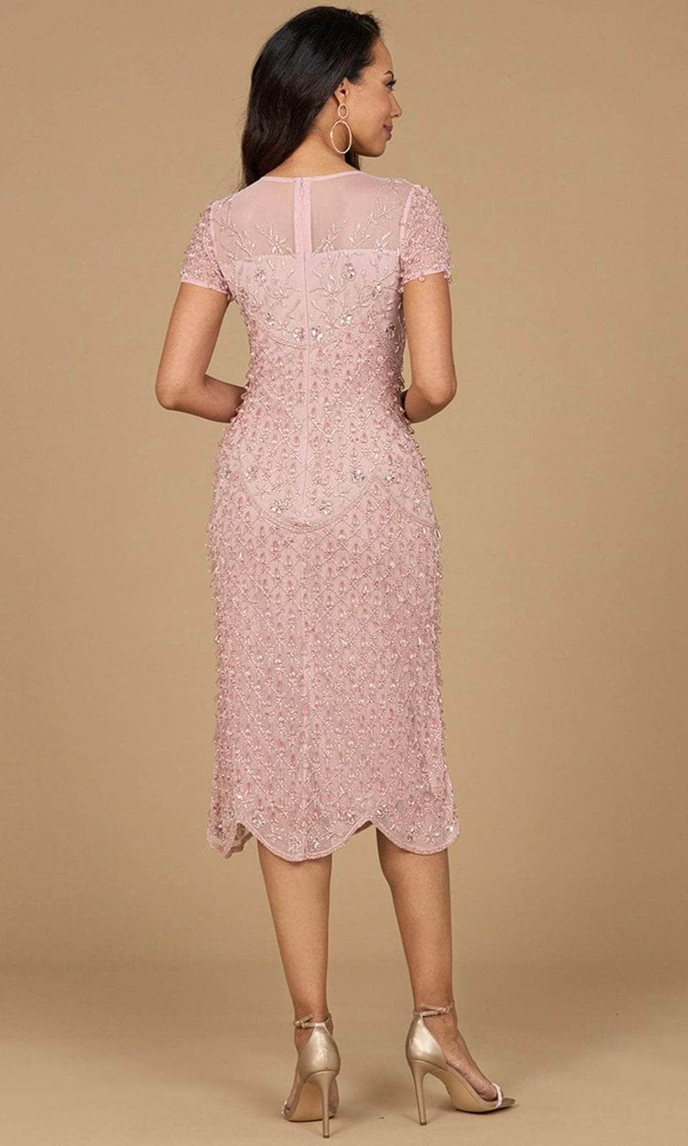 Lara Dresses 28974 - Beaded Short Sleeve Midi Dress - Image 2