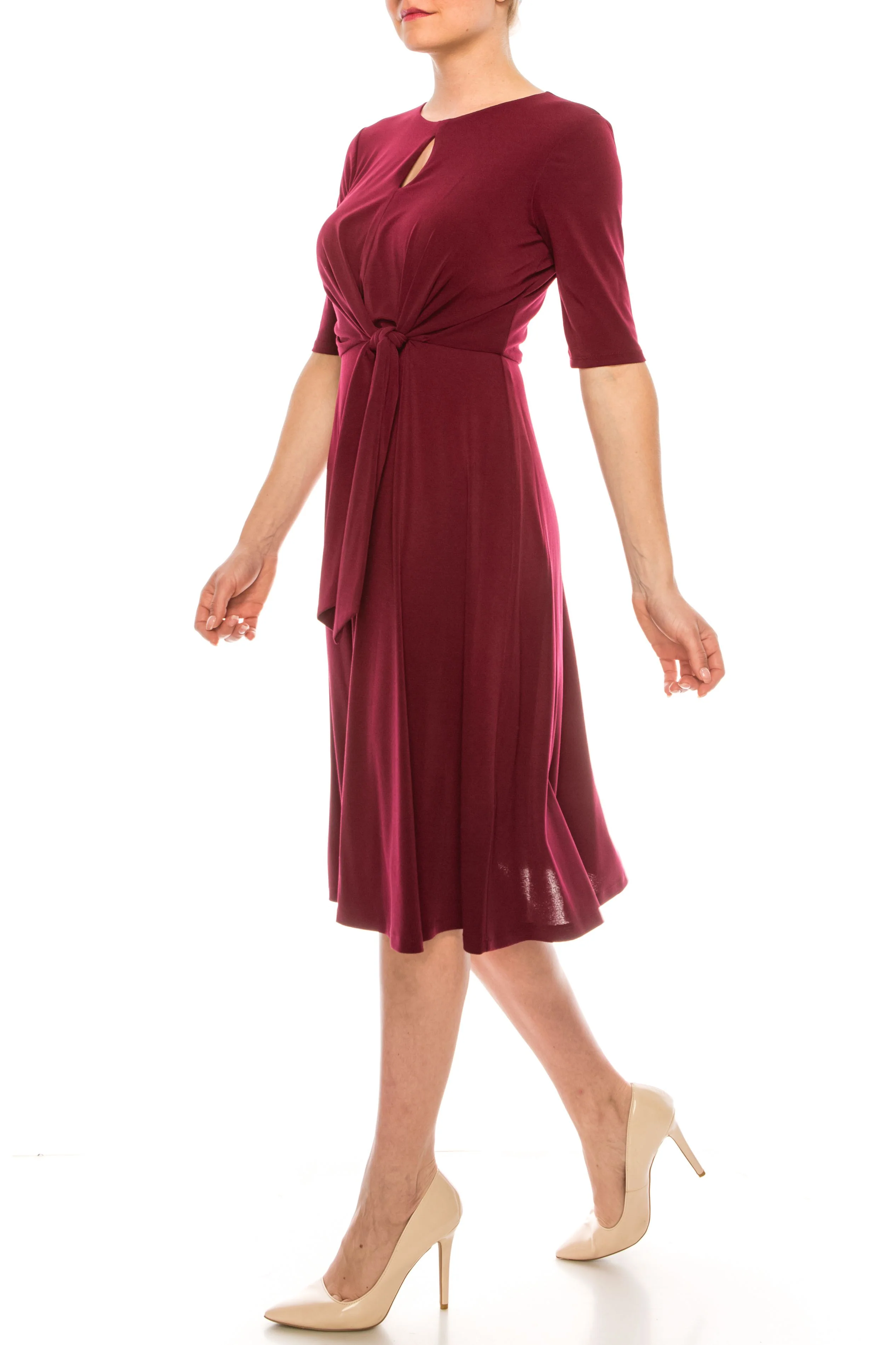 London Times - T4667MSC Jewel Keyhole Front A-Line Dress - Image 3