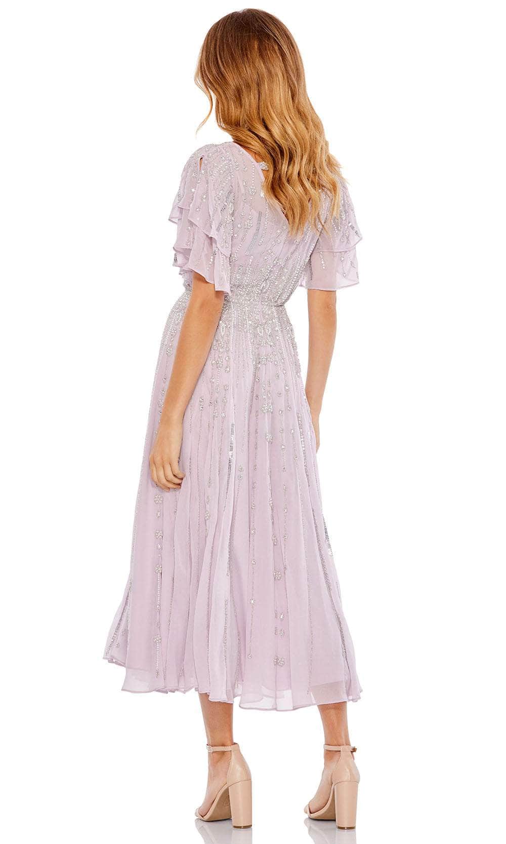 Mac Duggal 10690 - High Neck Flutter Sleeve Midi Dress - Image 2