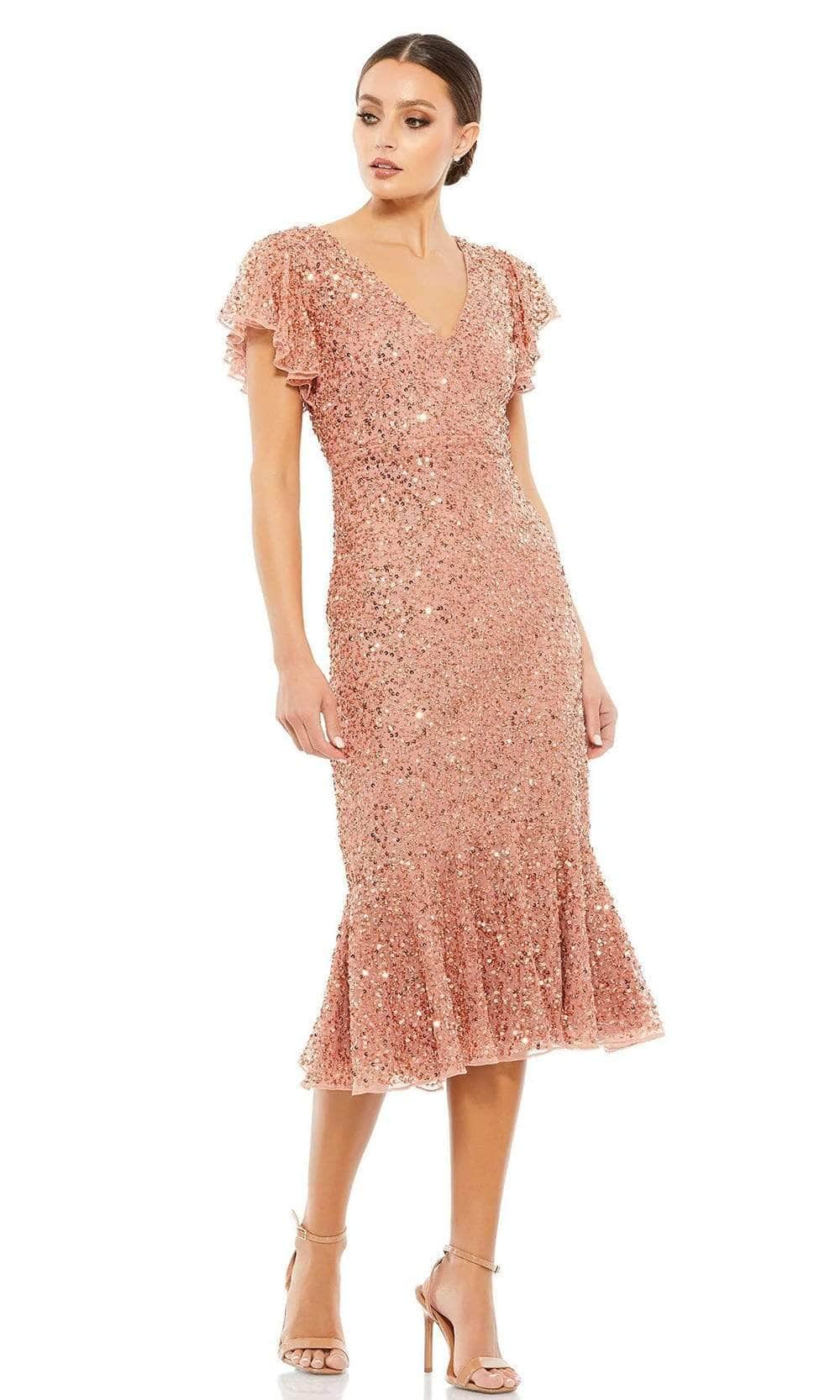 Mac Duggal 10801 - Butterfly Sleeve Tea Length Dress - Image 7