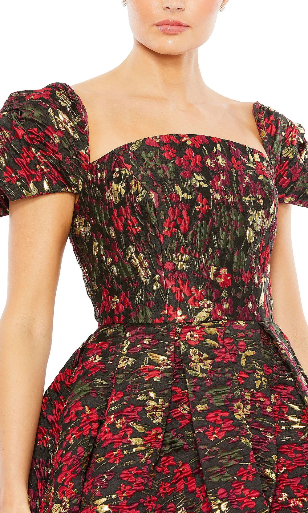 Mac Duggal 11611 - Floral Cap Sleeve Tea-Length Dress - Image 3