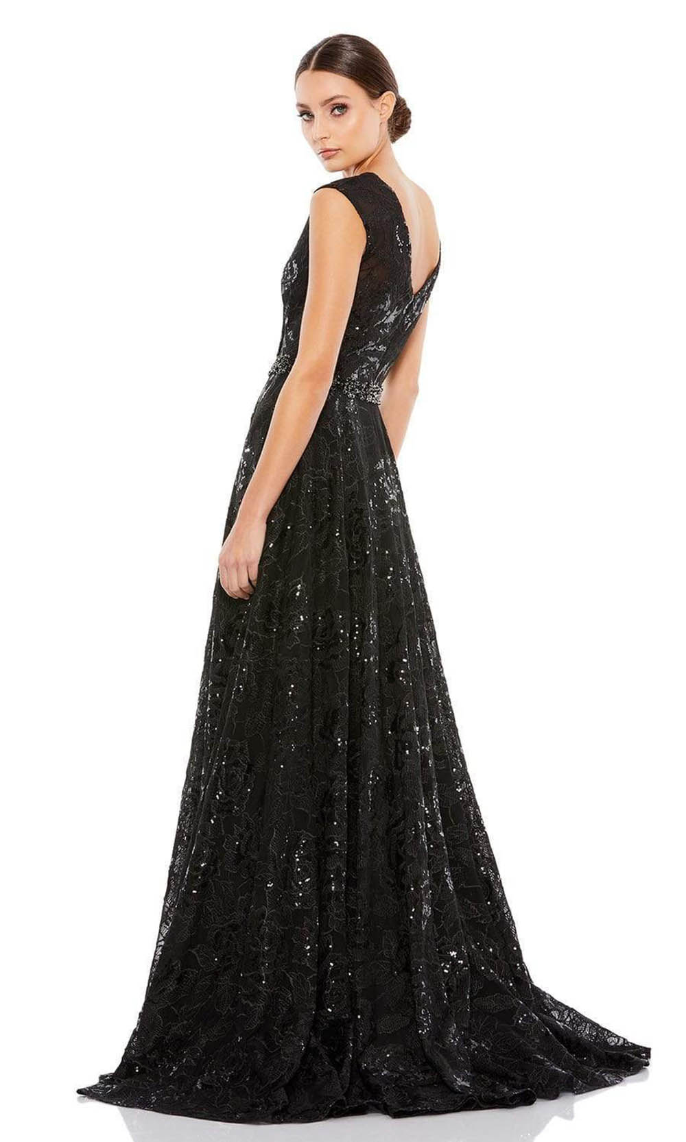 Mac Duggal 12413 - Floral Sequin Sleeveless Evening Gown - Image 2