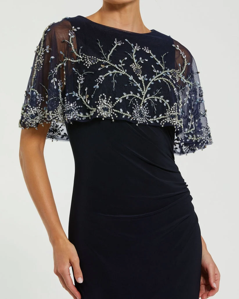 Mac Duggal 2257 - Jewel Neck Cape Overlay Jersey Gown - Image 3