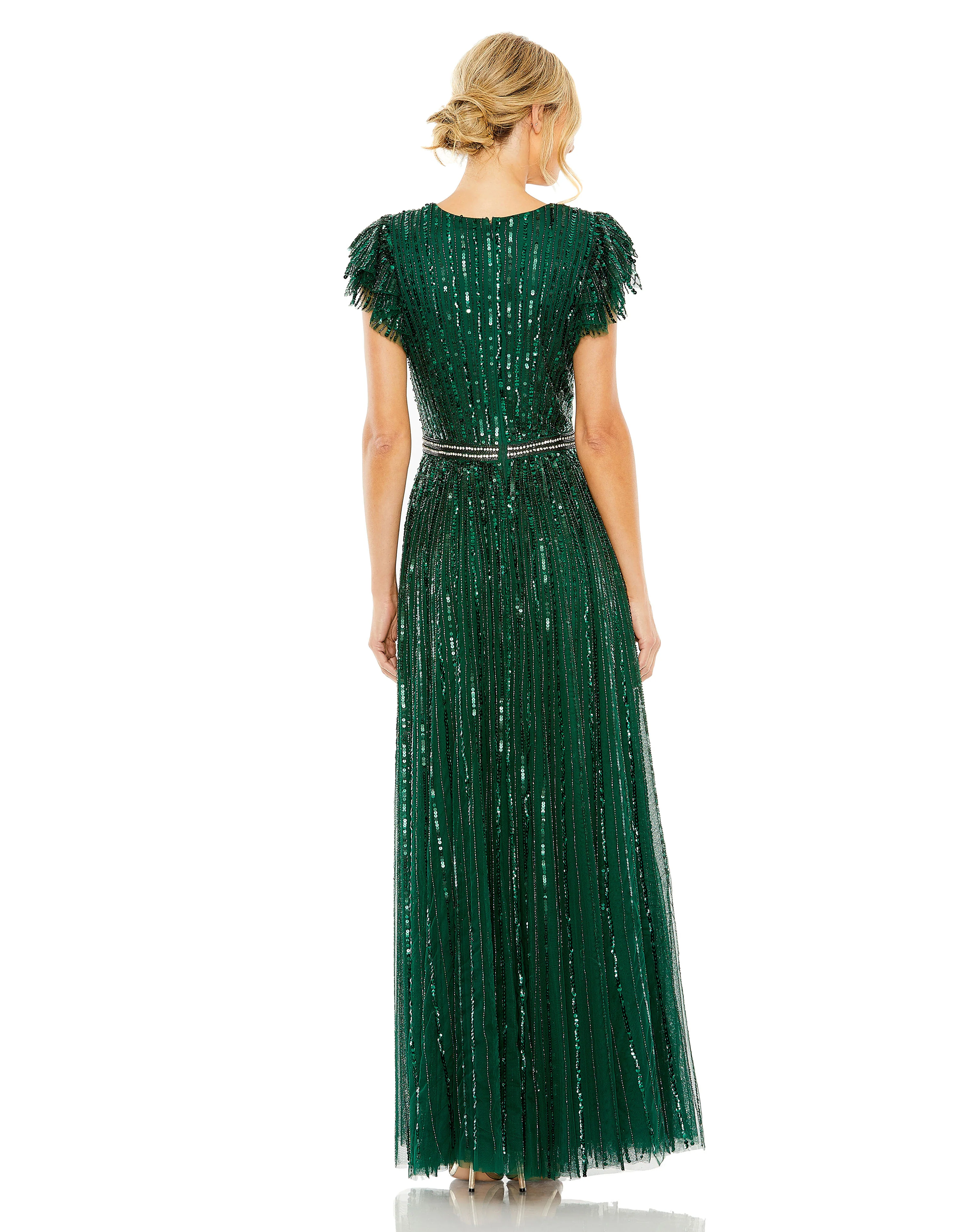Mac Duggal 5502 - V-Neck Flutter Sleeve Evening Dress - Image 11
