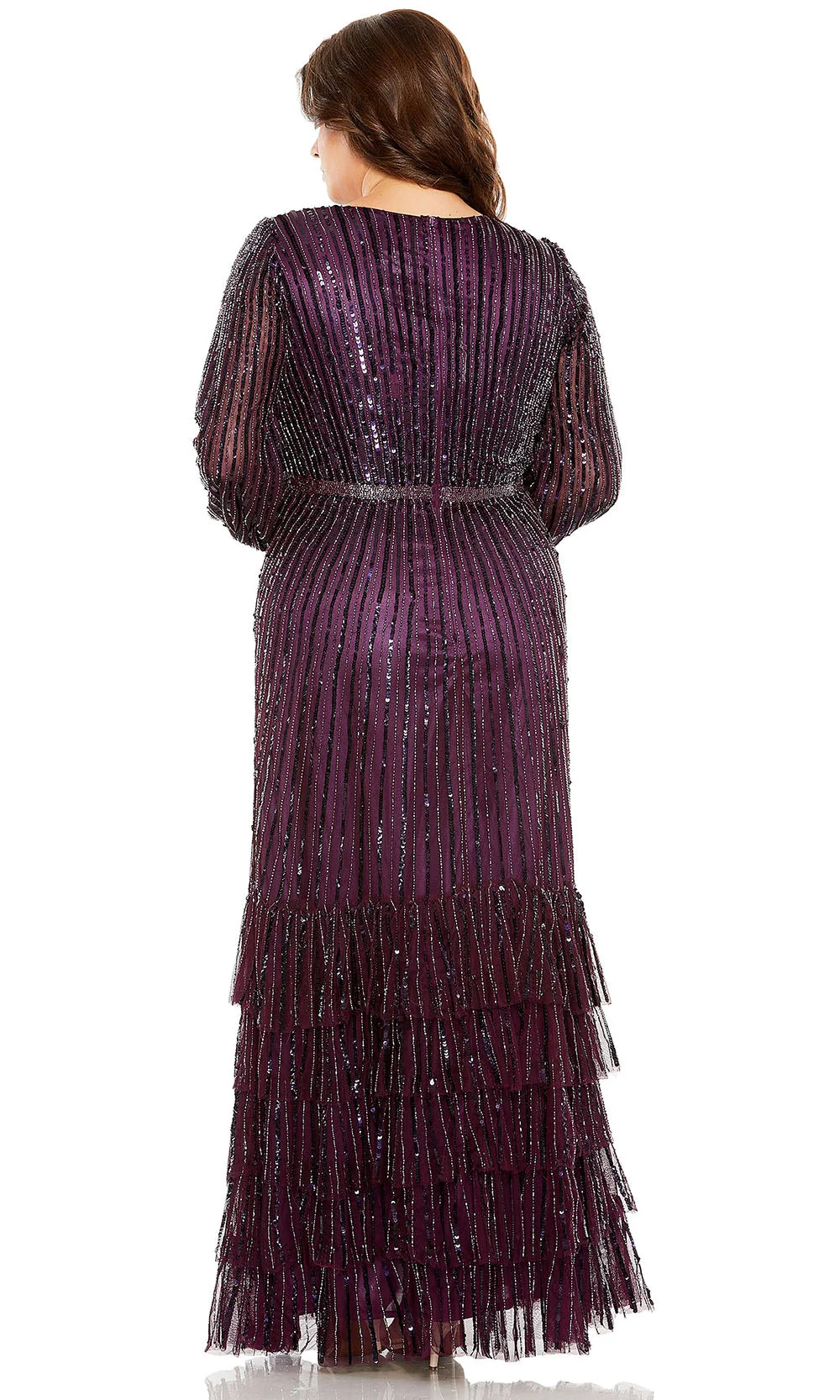 Mac Duggal 5784 - V-Neck Long Sleeve Evening Dress - Image 2