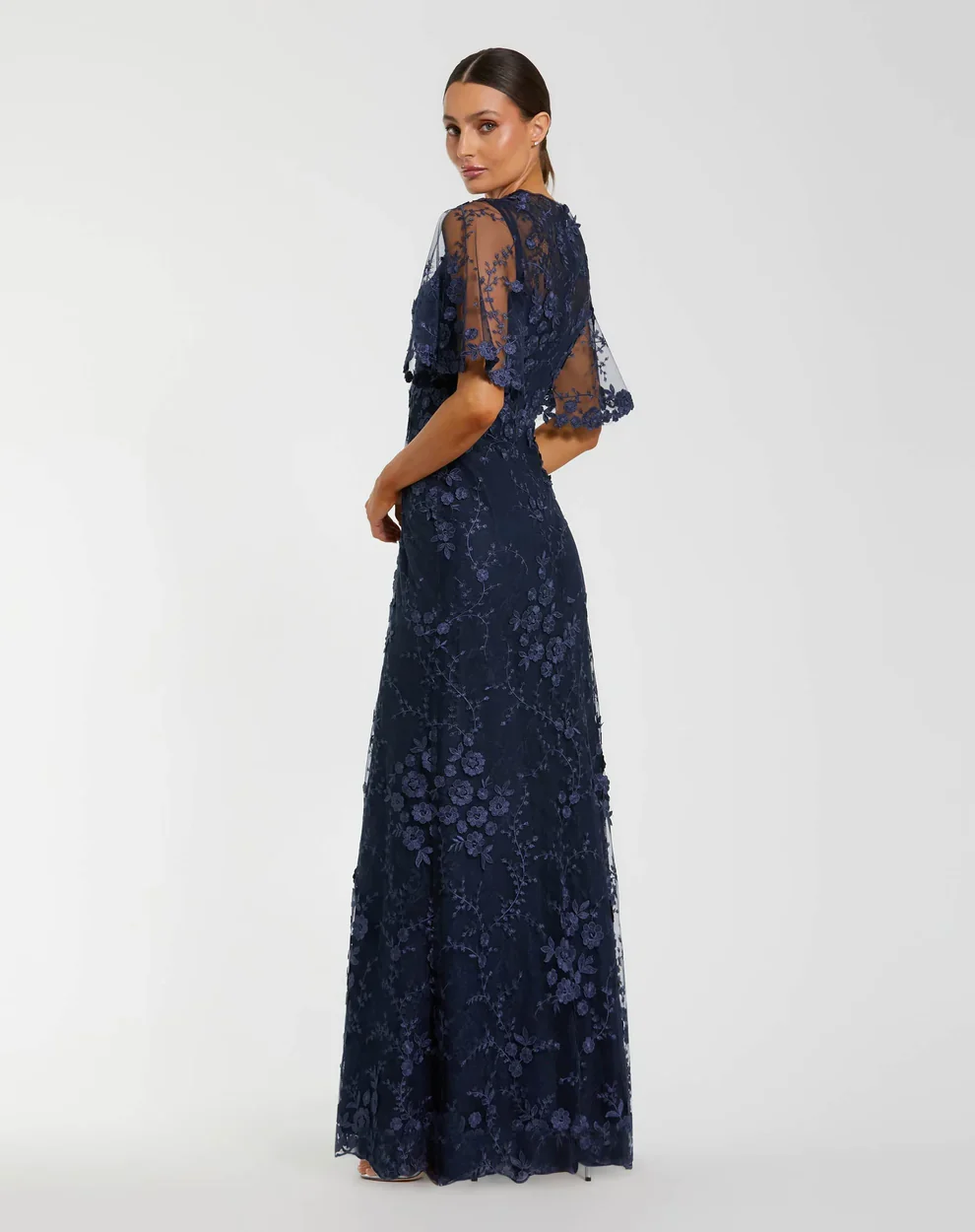 Mac Duggal 68810 - Floral Lace Gown with High Neckline - Image 15