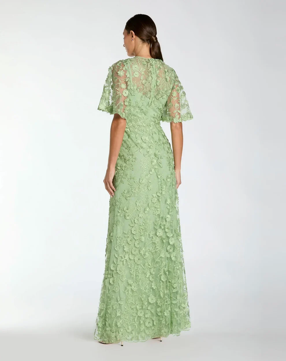 Mac Duggal 68810 - Floral Lace Gown with High Neckline - Image 5