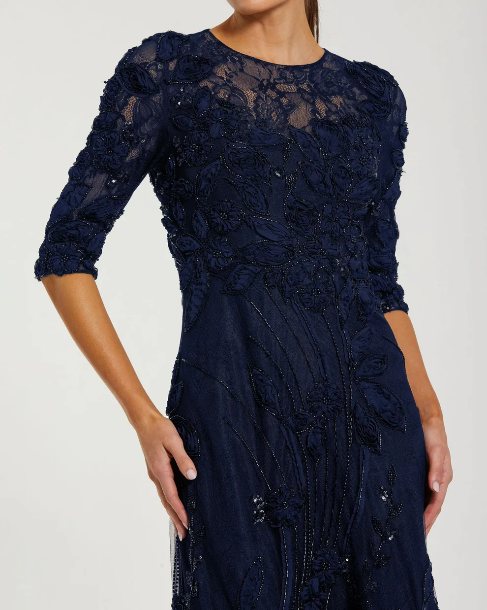 Mac Duggal 69016 - Three-Quarter Sleeve Lace A-Line Gown - Image 11