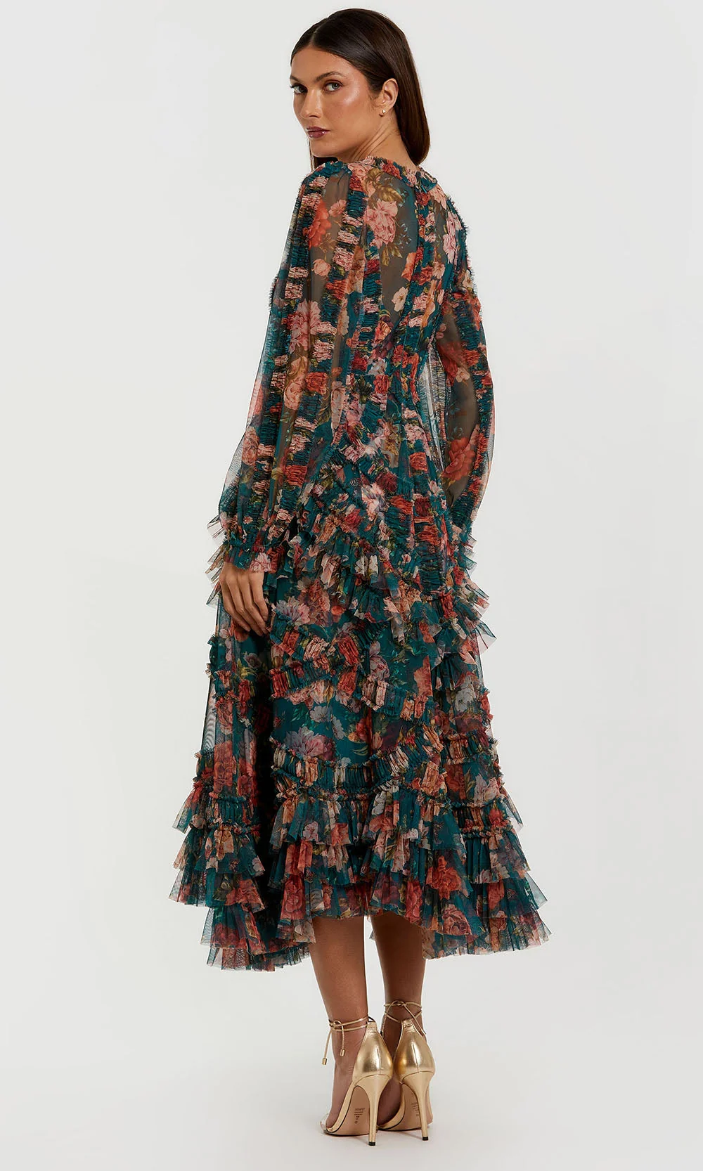 Mac Duggal 8348 - Ruffle Long Sleeve Evening Dress - Image 2
