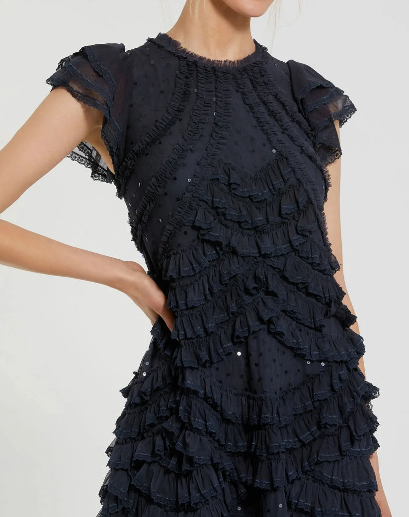 Mac Duggal 8371 - Micro Ruffle Flutter Sleeve Dress - Image 3