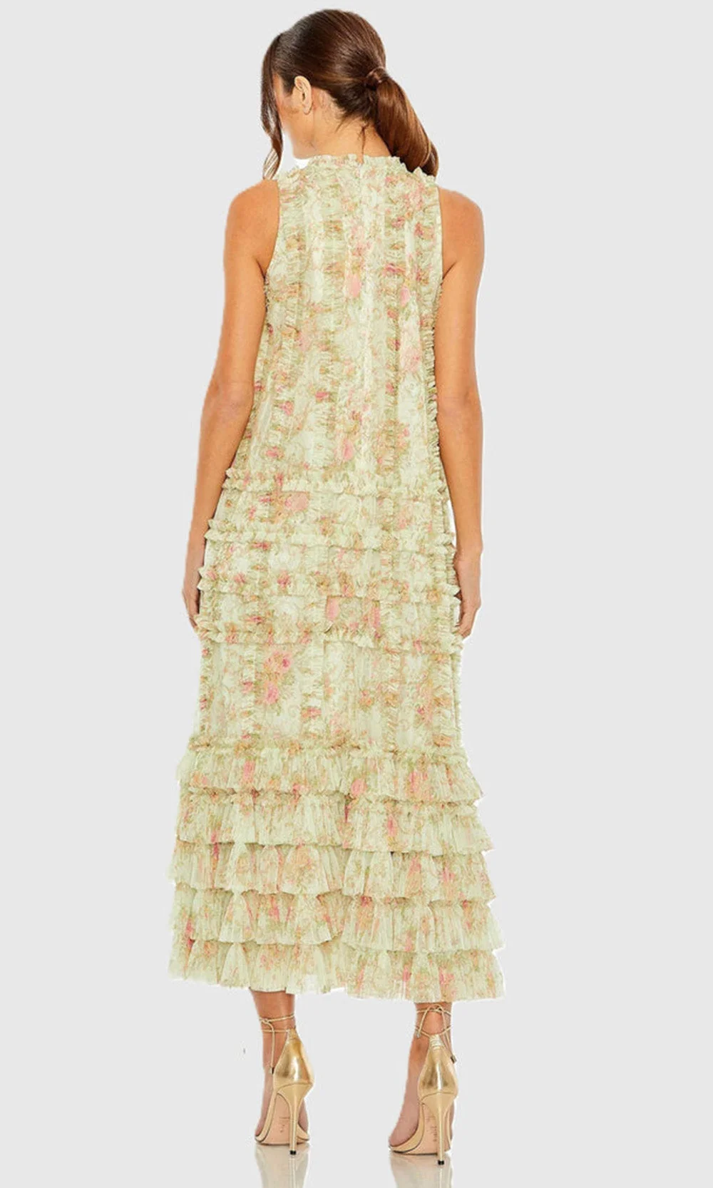 Mac Duggal 8484 - Sleeveless Textured Ruffle Midi Dress - Image 2