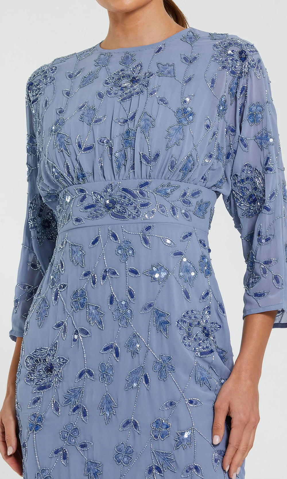 Mac Duggal 94141 - Floral Embellished Three-Quarter Sleeve Dress - Image 3