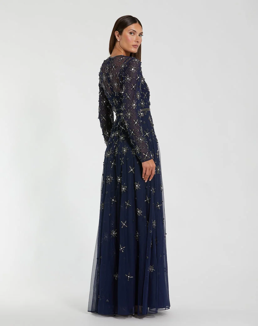 Mac Duggal 94216 - Long Sleeve Beaded A-Line Gown - Image 2