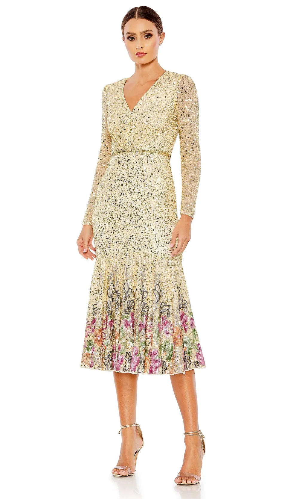 Mac Duggal A5589 - Floral Detailed Sequin Dress