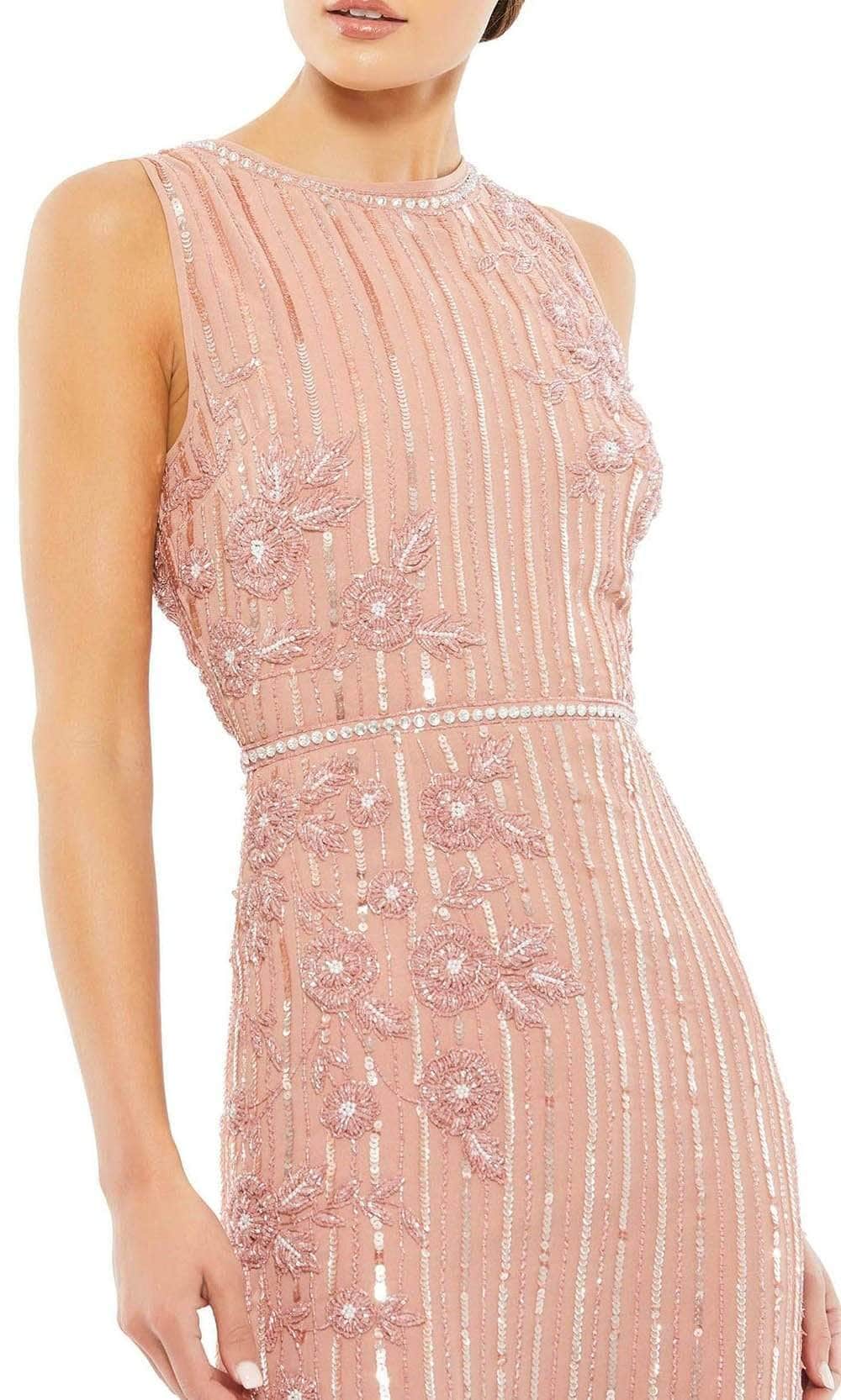 Mac Duggal Cocktail 70260D - Floral Beaded Tea-Length Cocktail Dress - Image 3