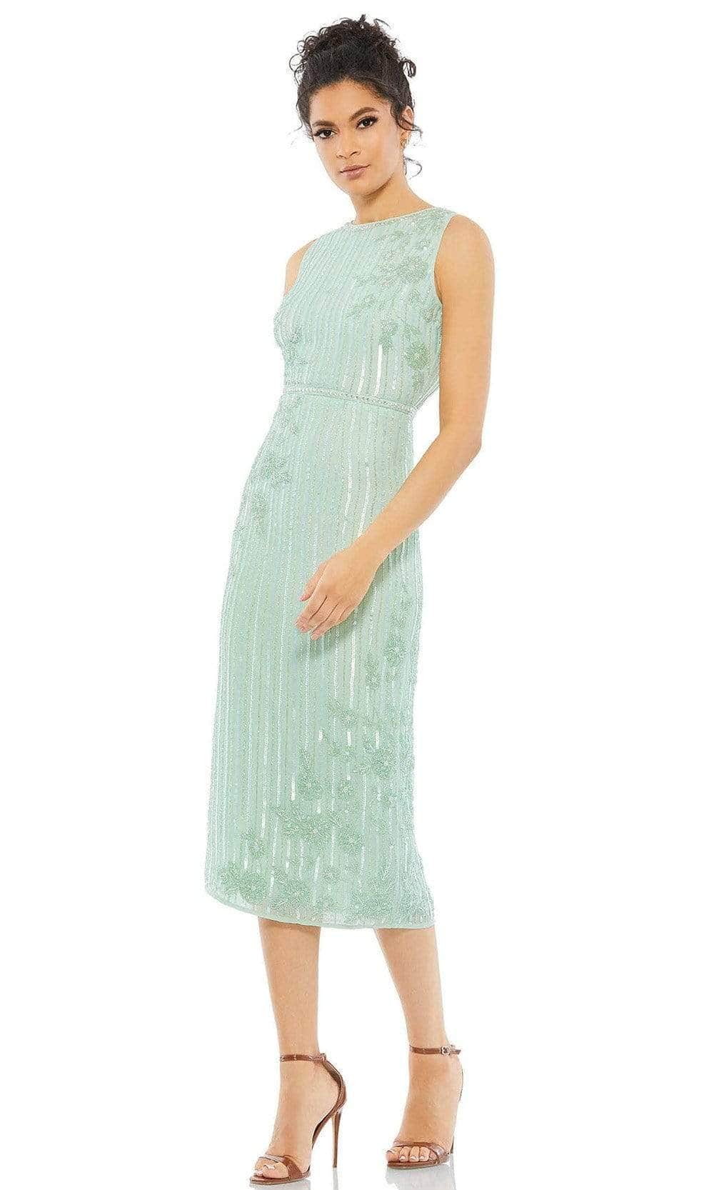 Mac Duggal Cocktail 70260D - Floral Beaded Tea-Length Cocktail Dress - Image 4