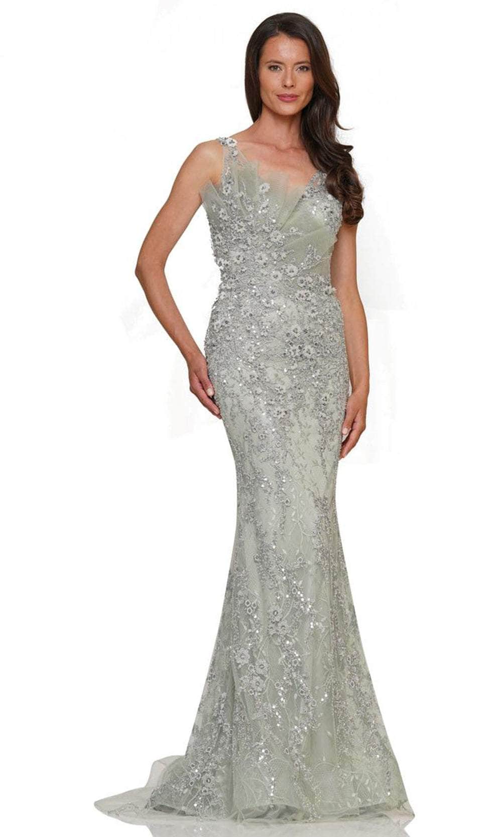 Marsoni by Colors MV1279 - Applique V-Neck Dress - Image 3