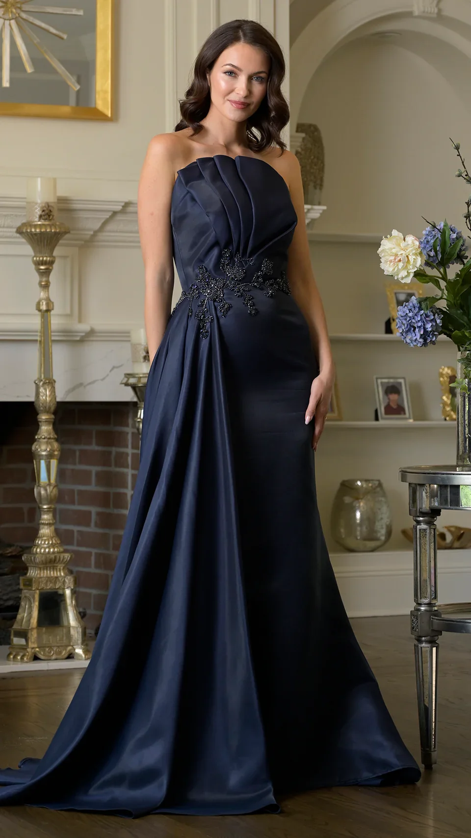 Marsoni by Colors MV1356 - Asymmetric Long Gown with Side Drape - Image 5