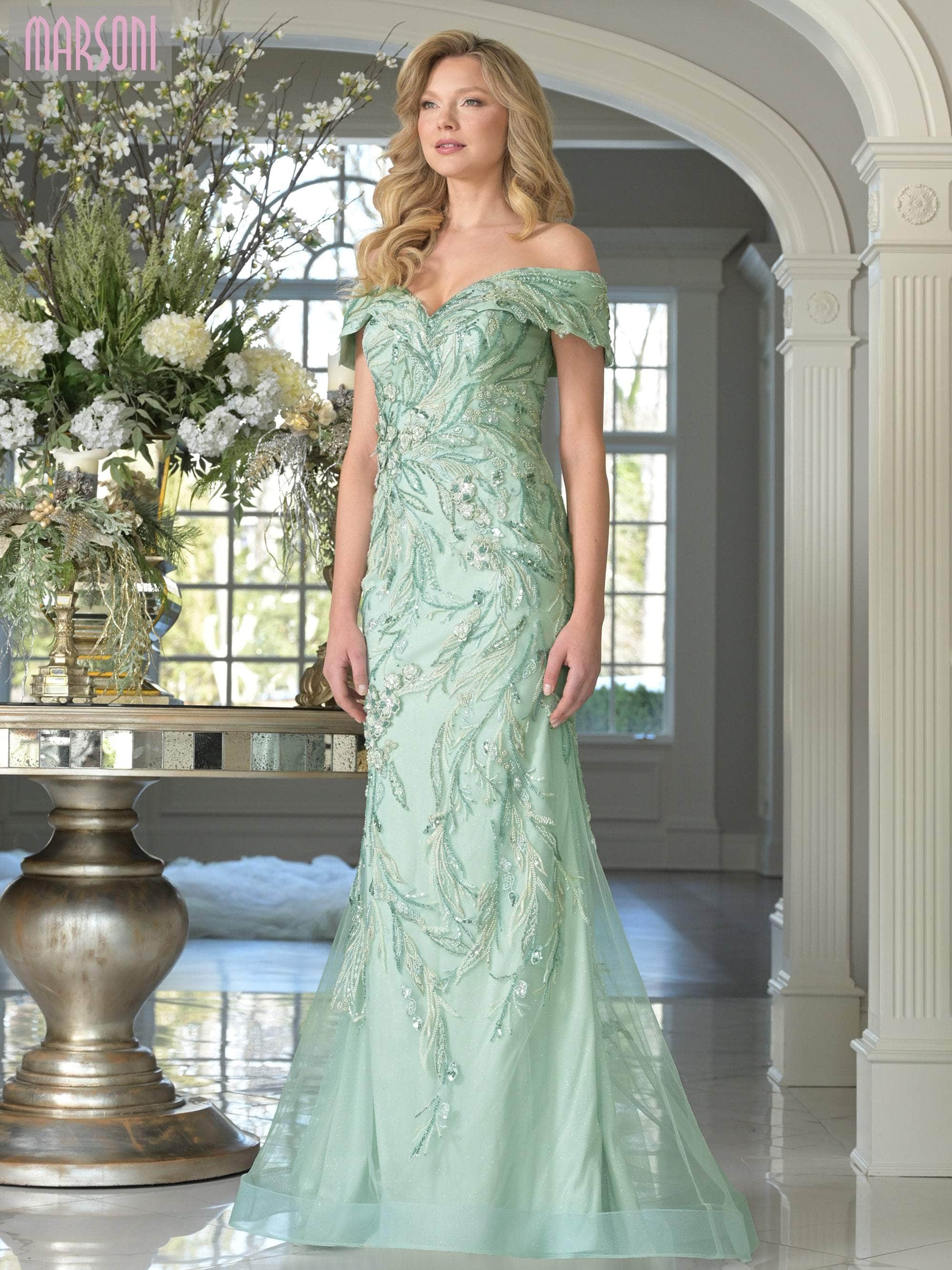 Marsoni by Colors MV1372 - Leaf Embellished Sweetheart Gown - Image 3