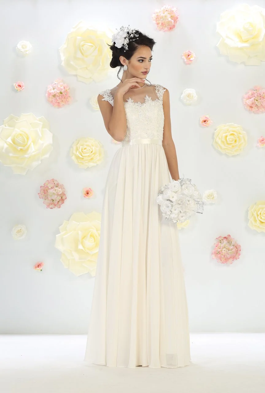 May Queen Bridal - MQ1428 Cap Sleeve Lace Dress