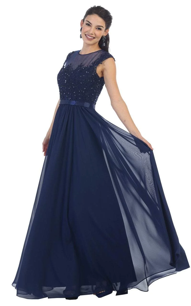 May Queen Bridal - MQ1428 Cap Sleeve Lace Dress - Image 5