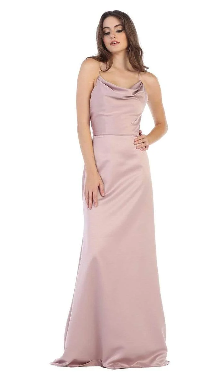 May Queen - Halter Neck Strappy Back Satin A-Line Gown MQ1594 - Image 5