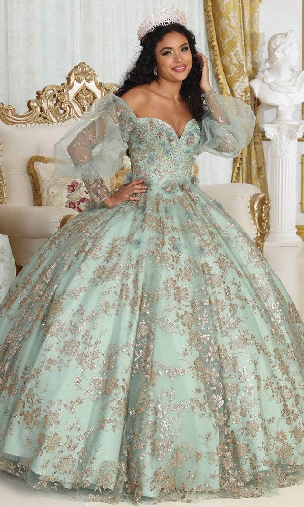 May Queen LK206 - Metallic Floral Ballgown - Image 5