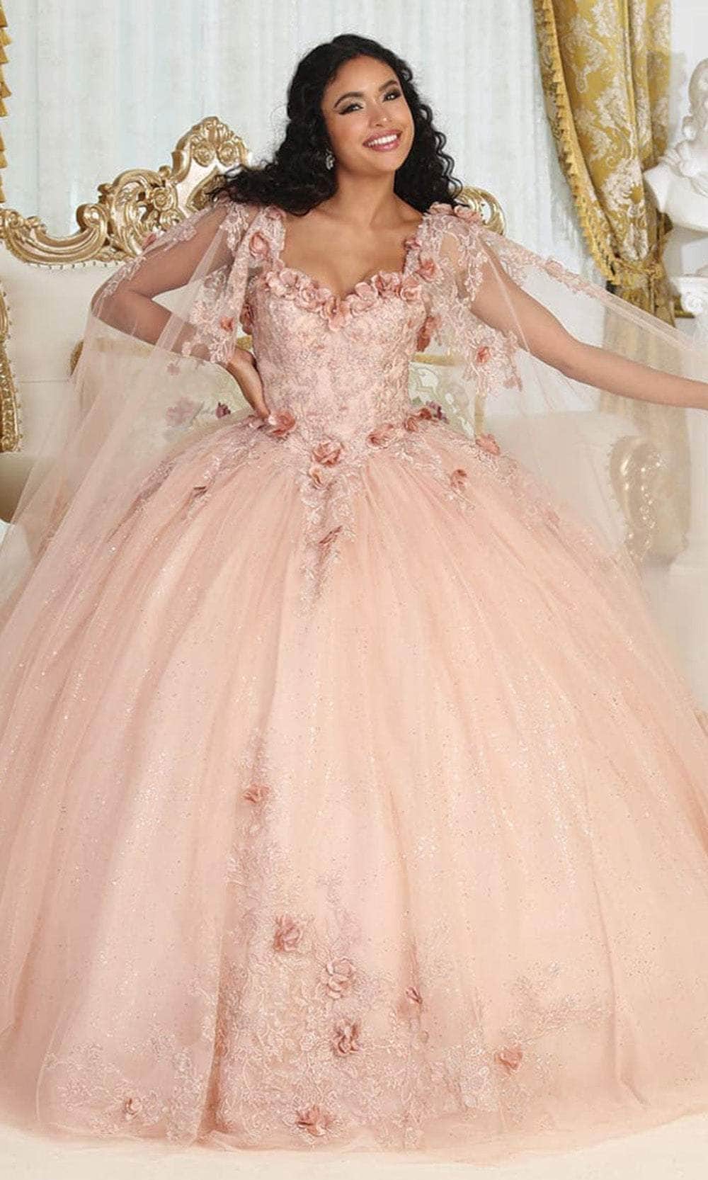 May Queen LK214 - Embroidered V-Neck Ballgown - Image 6