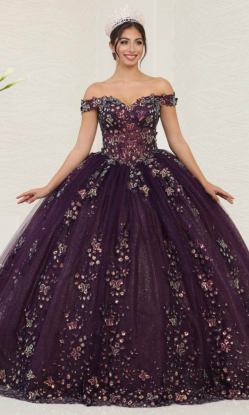 May Queen LK252 - Cape Butterfly Ballgown - Image 3