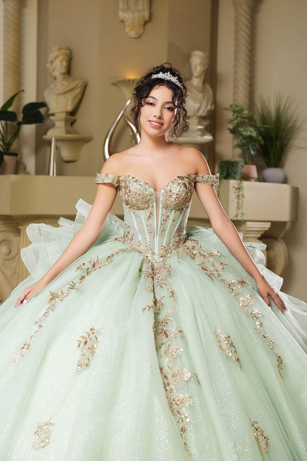 May Queen LK272 - Ruffled Back Sequin Lace Ballgown - Image 6