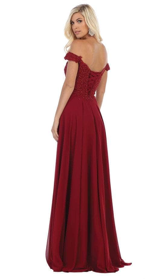 May Queen MQ1602 - Embellished Bodice Chiffon Formal Gown - Image 2