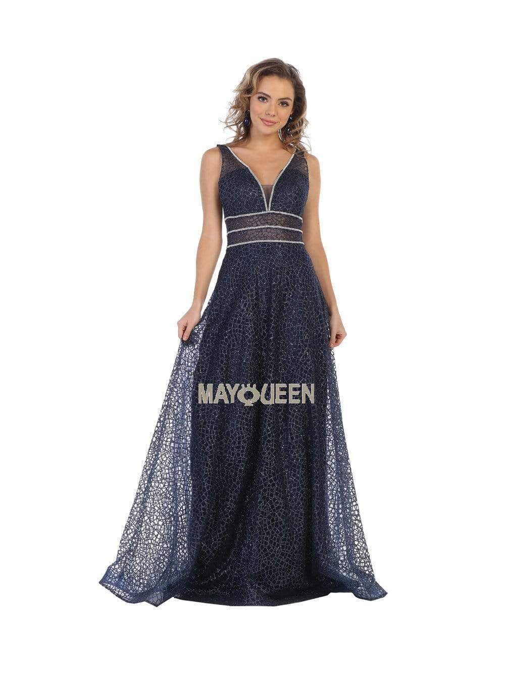 May Queen MQ1623 - Ornate V-Neck Evening Dress - Image 7