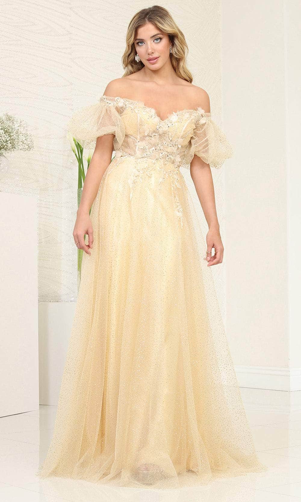 May Queen MQ2033 - Puff Sleeve Off Shoulder Evening Dress - Image 3